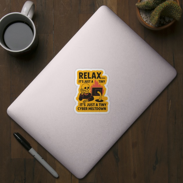 Relax It’s Just a Tiny Cyber Meltdown – Funny IT Skeleton by MakerMind8.2